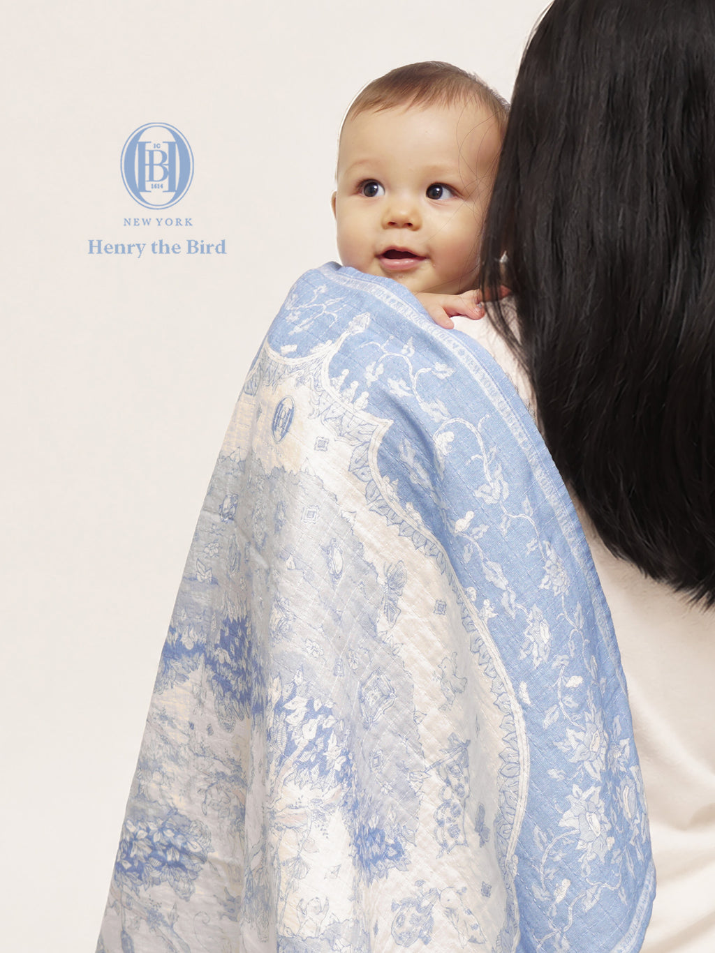 Tree of Love Baby Blanket - Porcelain Blue