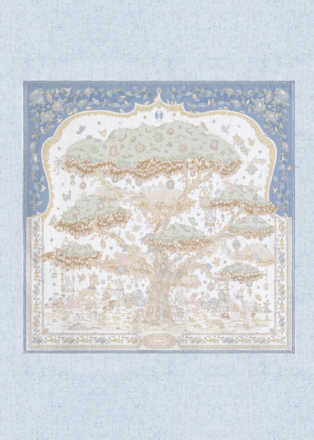 Tree of Love Baby Blanket - Blue Garden