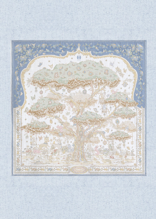 Tree of Love Baby Blanket - Blue Garden