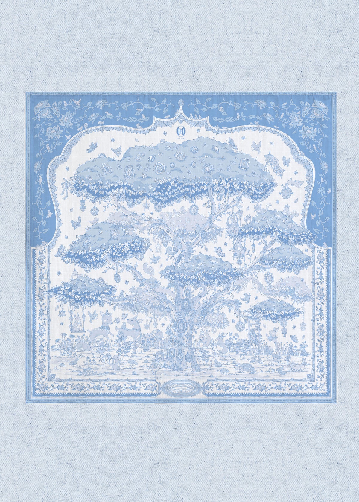 Tree of Love Baby Blanket - Porcelain Blue